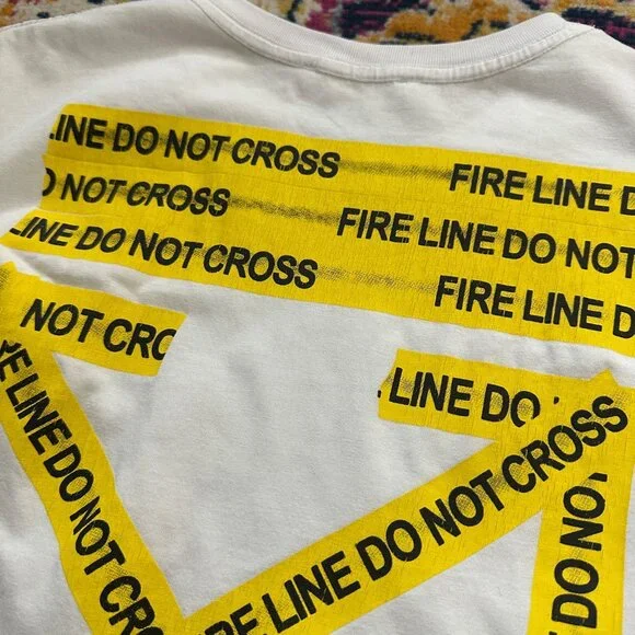 Off White Firetape Cross Short Sleeve T Shirt White Mens Size M Edgy Street Wear